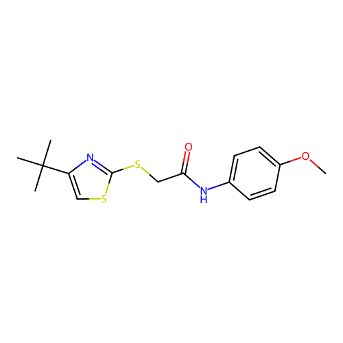 2-[(4-tert-butyl-1,3-thiazol-2-yl)sulfanyl]-N-(4-methoxyphenyl)acetamide structure