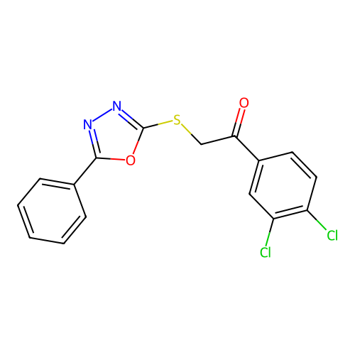 1-(3,4-Dichlorophenyl)-2-[(5-phenyl-1,3,4-oxadiazol-2-yl)sulfanyl]ethan-1-one structure