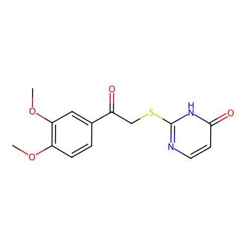2-[2-(3,4-dimethoxyphenyl)-2-oxoethyl]sulfanyl-1H-pyrimidin-6-one structure