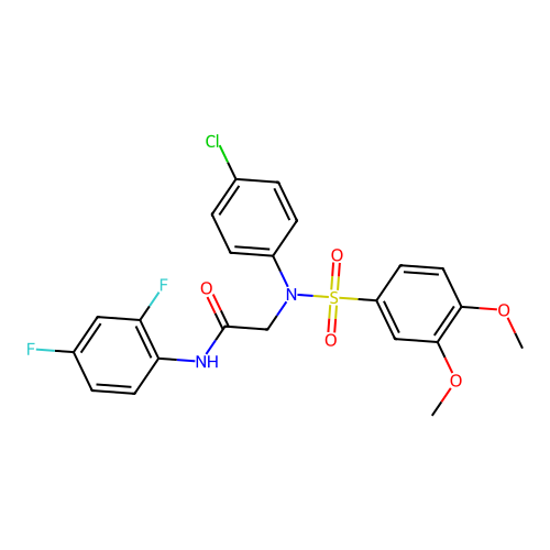 2-(4-chloro-N-(3,4-dimethoxyphenyl)sulfonylanilino)-N-(2,4-difluorophenyl)acetamide structure