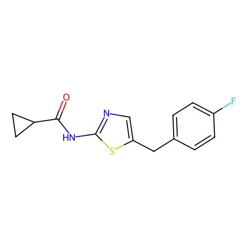 N-[5-[(4-fluorophenyl)methyl]-1,3-thiazol-2-yl]cyclopropanecarboxamide structure
