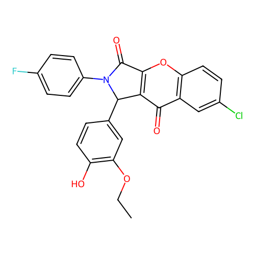 7-chloro-1-(3-ethoxy-4-hydroxyphenyl)-2-(4-fluorophenyl)-1H-chromeno[2,3-c]pyrrole-3,9-dione structure