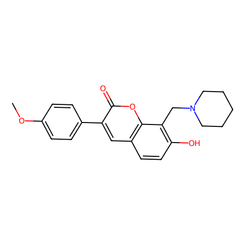 7-hydroxy-3-(4-methoxyphenyl)-8-(piperidin-1-ylmethyl)-2H-chromen-2-one structure