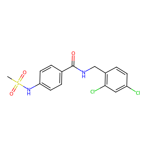 N-((2,4-dichlorophenyl)methyl)-4-methanesulfonamidobenzamide structure