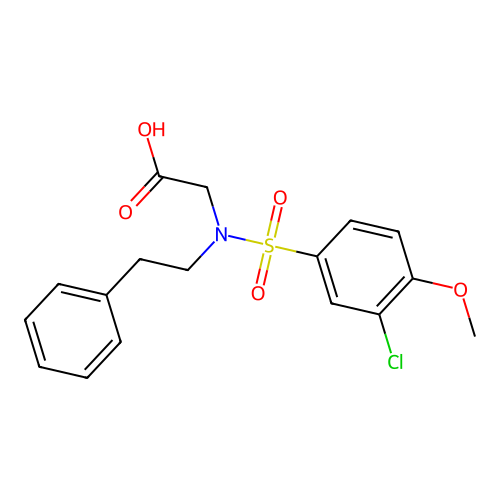 N-[(3-chloro-4-methoxyphenyl)sulfonyl]-N-(2-phenylethyl)glycine structure