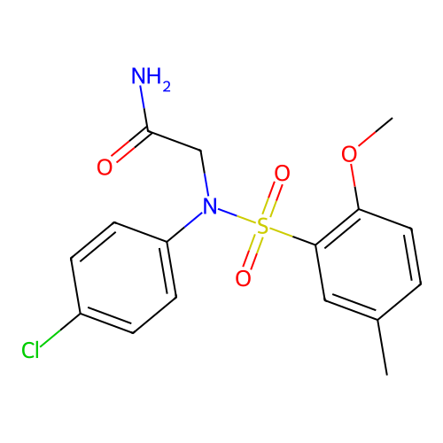 2-(4-chloro-N-(2-methoxy-5-methylphenyl)sulfonylanilino)acetamide structure