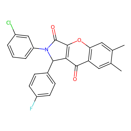 2-(3-chlorophenyl)-1-(4-fluorophenyl)-6,7-dimethyl-1H-chromeno[2,3-c]pyrrole-3,9-dione structure