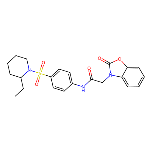N-[4-(2-ethylpiperidin-1-yl)sulfonylphenyl]-2-(2-oxo-1,3-benzoxazol-3-yl)acetamide structure