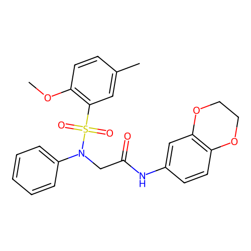 N-(2,3-dihydro-1,4-benzodioxin-6-yl)-2-(N-(2-methoxy-5-methylphenyl)sulfonylanilino)acetamide structure