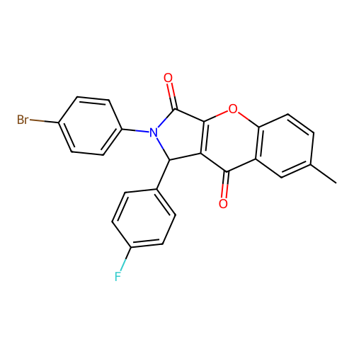 2-(4-bromophenyl)-1-(4-fluorophenyl)-7-methyl-1H-chromeno[2,3-c]pyrrole-3,9-dione structure