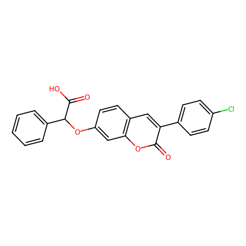 {[3-(4-chlorophenyl)-2-oxo-2H-chromen-7-yl]oxy}(phenyl)acetic acid structure