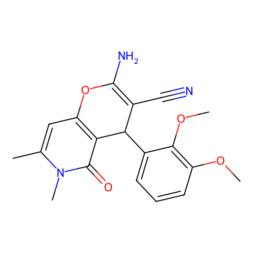 2-amino-4-(2,3-dimethoxyphenyl)-6,7-dimethyl-5-oxo-5,6-dihydro-4H-pyrano[3,2-c]pyridine-3-carbonitrile structure
