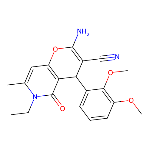 2-amino-4-(2,3-dimethoxyphenyl)-6-ethyl-7-methyl-5-oxo-5,6-dihydro-4H-pyrano[3,2-c]pyridine-3-carbonitrile structure