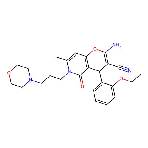 2-amino-4-(2-ethoxyphenyl)-7-methyl-6-[3-(morpholin-4-yl)propyl]-5-oxo-5,6-dihydro-4H-pyrano[3,2-c]pyridine-3-carbonitrile structure