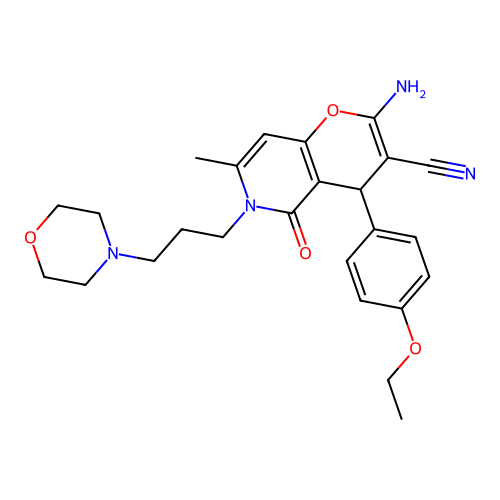 2-amino-4-(4-ethoxyphenyl)-7-methyl-6-[3-(morpholin-4-yl)propyl]-5-oxo-5,6-dihydro-4H-pyrano[3,2-c]pyridine-3-carbonitrile structure