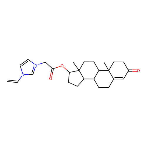 (10,13-dimethyl-3-oxo-1,2,6,7,8,9,11,12,14,15,16,17-dodecahydrocyclopenta[a]phenanthren-17-yl) 2-(3-ethenylimidazol-1-ium-1-yl)acetate structure