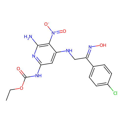 ethyl N-[6-amino-4-[[2-(4-chlorophenyl)-2-hydroxyiminoethyl] structure