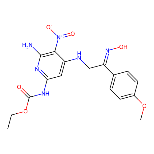 ethyl N-[6-amino-4-[[(2E)-2-hydroxyimino-2-(4-methoxyphenyl) structure