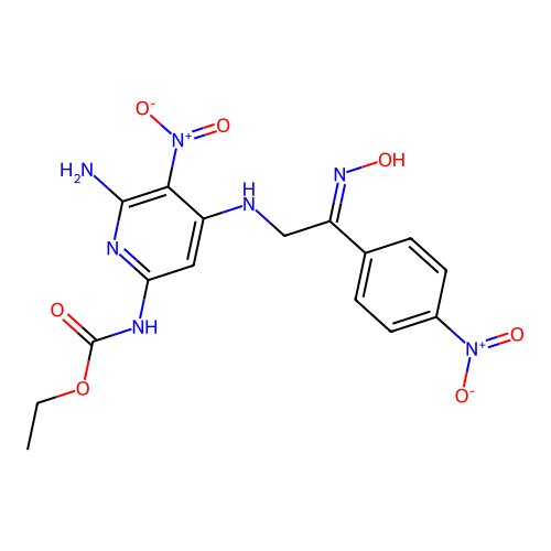 ethyl N-[6-amino-4-[[(2E)-2-hydroxyimino-2-(4-nitrophenyl)et structure