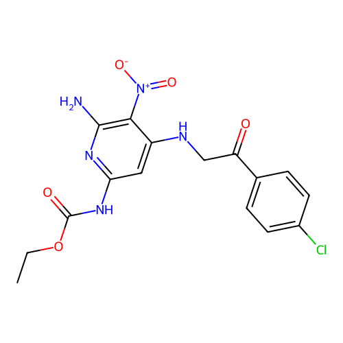 ethyl N-[6-amino-4-[[2-(4-chlorophenyl)-2-oxoethyl]amino]-5-nitropyridin-2-yl]carbamate structure