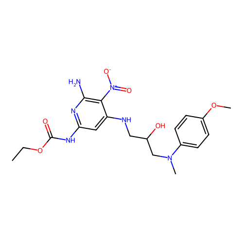 ethyl N-[6-amino-4-[[2-hydroxy-3-(4-methoxy-N-methylanilino)propyl]amino]-5-nitropyridin-2-yl]carbamate structure