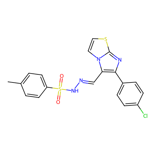 N-[[7-(4-CHLOROPHENYL)-4-THIA-1,6-DIAZABICYCLO[3.3.0]OCTA-2,5,7-TRIEN-8-YL]METHYLIDENEAMINO]-4-METHYL-BENZENESULFONAMIDE structure