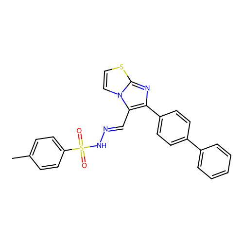 4-methyl-N-[(E)-[6-(4-phenylphenyl)imidazo[2,1-b][1,3]thiazo structure