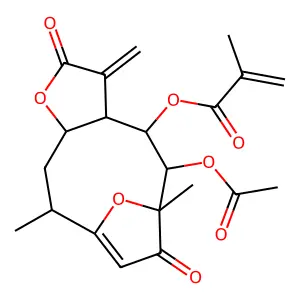 2-Propenoic acid, 2-methyl-, 5-(acetyloxy)-2,3,3a,4,5,6,7,10,11,11a-decahydro-6,10-dimethyl-3-methylene-2,7-dioxo-6,9-epoxycyclodeca(b)furan-4-yl ester, (3aS-(3aR*,4R*,5S*,6S*,10S*,11aS*))- structure