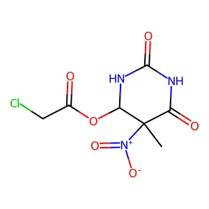 Acetic acid, chloro-, hexahydro-2,6-dioxo-5-methyl-5-nitro-4-pyrimidinyl ester structure