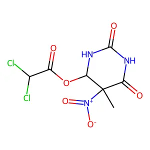 2,6-Dihydroxy-5-methyl-5-nitro-4,5-dihydropyrimidin-4-yl dichloroacetate structure
