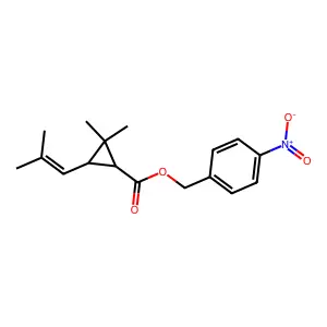 Cyclopropanecarboxylic acid, 2,2-dimethyl-3-(2-methyl-1-propenyl)-, (4-nitrophenyl)methyl ester, (1R-trans)- structure