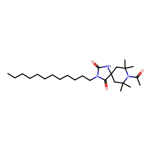 1,3,8-Triazaspiro(4.5)decane-2,4-dione, 8-acetyl-3-dodecyl-7,7,9,9-tetramethyl- structure