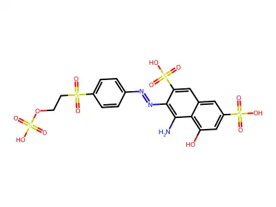 4-Amino-5-hydroxy-3-((4-((2-(sulphooxy)ethyl)sulphonyl)phenyl)azo)naphthalene-2,7-disulphonic acid structure