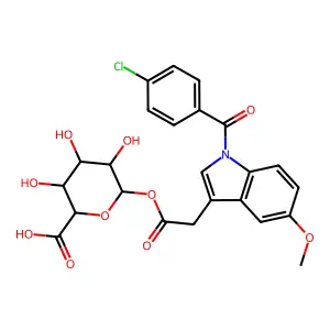 beta-D-Glucopyranuronic acid, 1-(1-(4-chlorobenzoyl)-5-methoxy-1H-indole-3-acetate) structure
