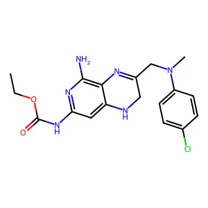 Carbamic acid, (5-amino-3-(((4-chlorophenyl)methylamino)methyl)-1,2-dihydropyrido(3,4-b)pyrazn-7-yl)-, ethyl ester structure