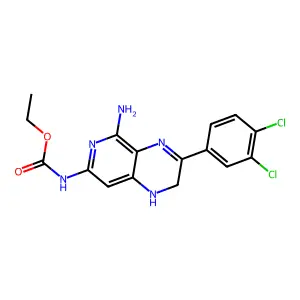 Carbamic acid, (5-amino-3-(3,4-dichlorophenyl)-1,2-dihydropyrido(3,4-b)pyrazin-7-yl)-, ethyl ester structure