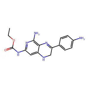 Ethyl [5-amino-3-(4-aminophenyl)-1,2-dihydropyrido[3,4-b]pyrazin-7-yl]carbamate structure