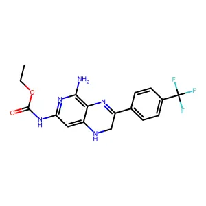 Carbamic acid, (5-amino-1,2-dihydro-3-(4-(trifluoromethyl)phenyl)pyrido(3,4-b)pyrazin-7-yl)-, ethyl ester structure
