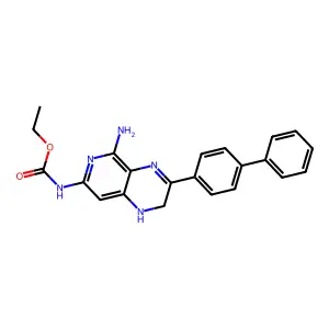 Carbamic acid, (5-amino-3-(1,1'-biphenyl)-4-yl-1,2-dihydropyrido(3,4-b)pyrazin-7-yl)-, ethyl ester structure