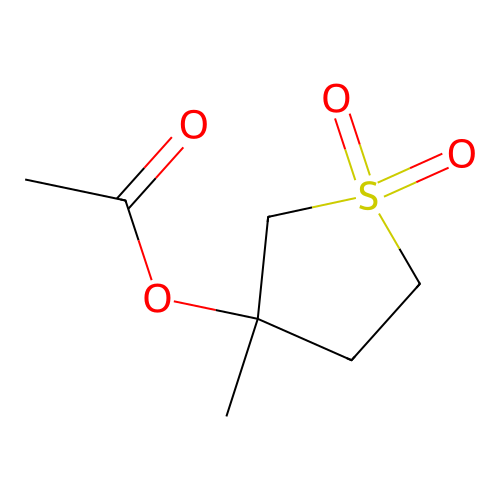 Thiophene-3-ol, tetrahydro-3-methyl-, 3-acetate, 1,1-dioxide structure