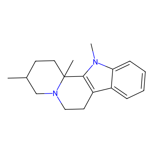 Indolo(2,3-a)quinolizine, 1,2,3,4,6,7,12,12b-octahydro-3,12,12b-trimethyl- structure