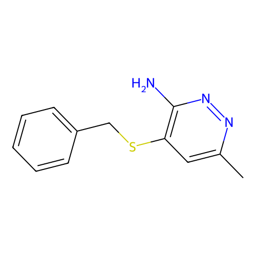 3-Pyridazinamine, 6-methyl-4-((phenylmethyl)thio)- structure