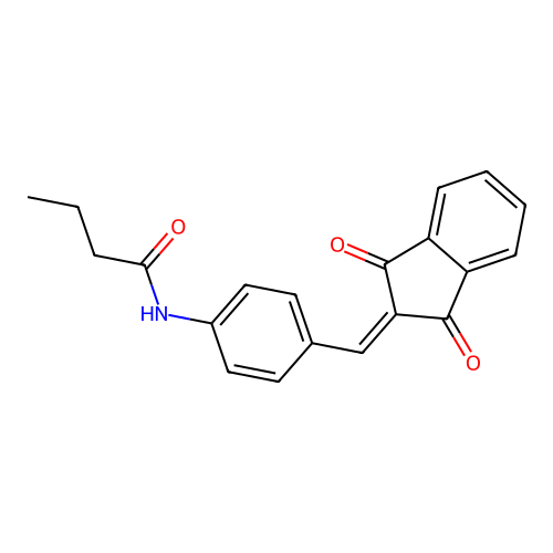 N-{4-[(1,3-dioxo-1,3-dihydro-2H-inden-2-ylidene)methyl]phenyl}butanamide structure