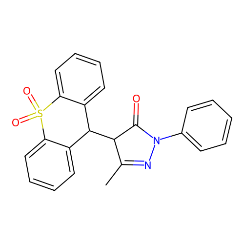 4-(10,10-dioxo-9H-thioxanthen-9-yl)-5-methyl-2-phenyl-4H-pyrazol-3-one structure