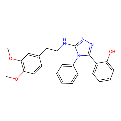 2-(5-((2-(3,4-Dimethoxyphenyl)ethyl)amino)-4-phenyl-4H-1,2,4-triazol-2-yl)phenol structure