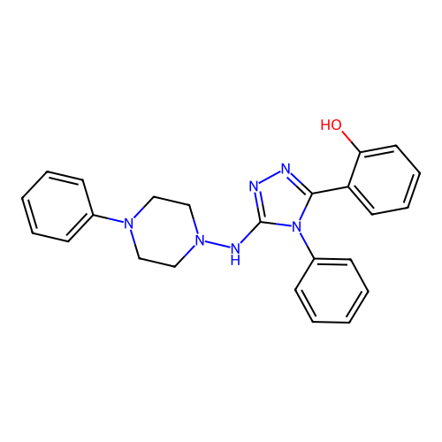 Phenol, 2-(4-phenyl-5-((4-phenyl-1-piperazinyl)amino)-4H-1,2,4-triazol-3-yl)- structure