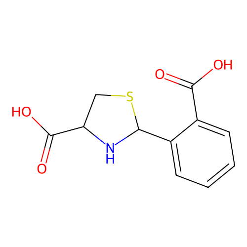 2-(2-Carboxyphenyl)-1,3-thiazolidine-4-carboxylic acid structure