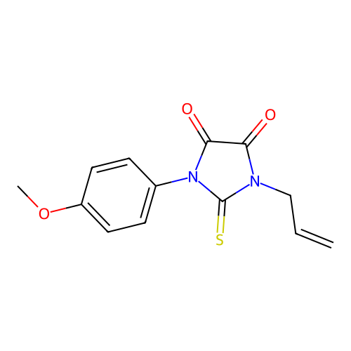 1-Allyl-3-(4-methoxyphenyl)-2-thioxoimidazolidine-4,5-dione structure