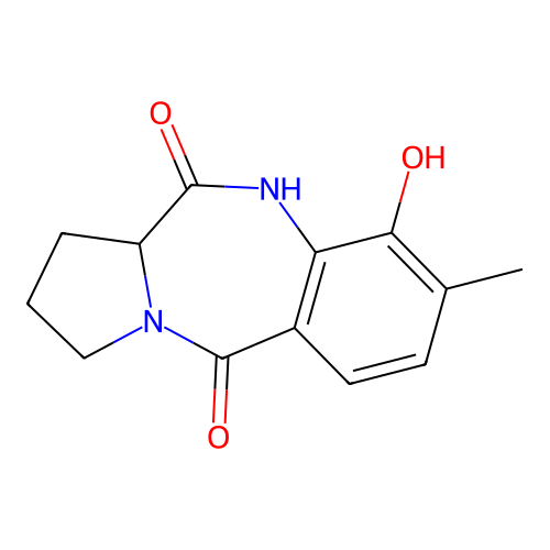4-hydroxy-3-methyl-6a,7,8,9-tetrahydro-5H-pyrrolo[2,1-c][1,4]benzodiazepine-6,11-dione structure
