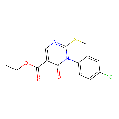 Ethyl 1-(4-chlorophenyl)-2-methylsulfanyl-6-oxopyrimidine-5-carboxylate structure